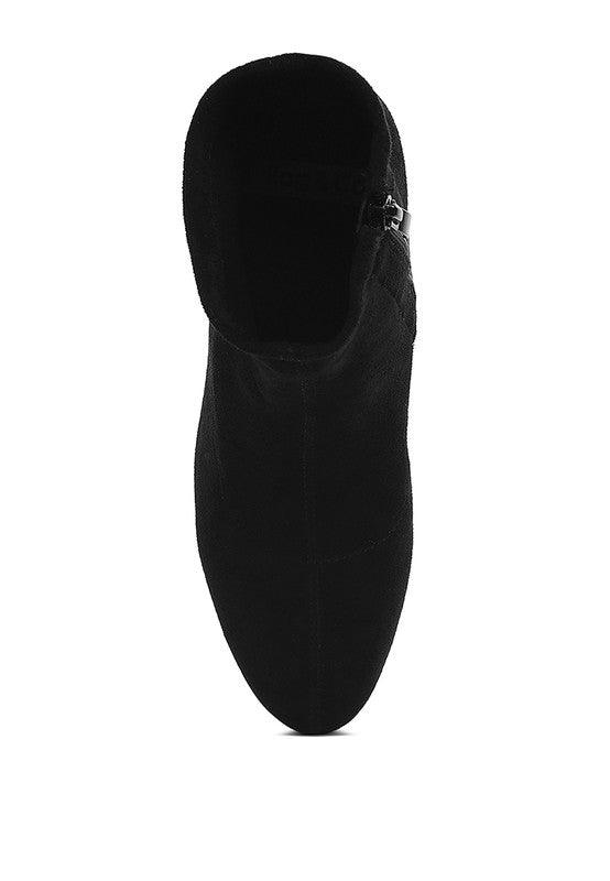 Chena Rhinestones Embellished Block Heel Boots - Three Mad Hatters Mercantile 
