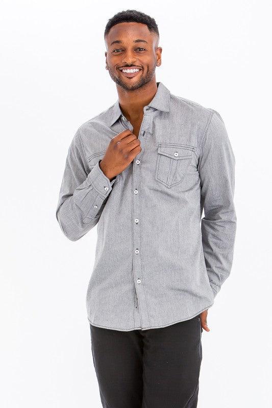 Men's Casual Long Sleeve Shirts - Three Mad Hatters Mercantile 