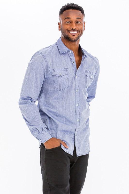 Men's Casual Long Sleeve Shirts - Three Mad Hatters Mercantile 