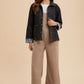 Annie Wear Quilted Printed Lining Snap Down Denim Jacket Quilted Printed Denim Jacket