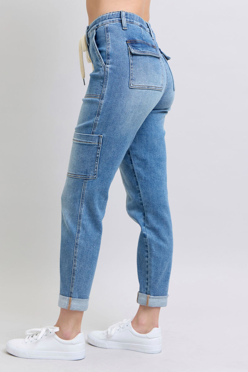 Judy Blue High Rise Cuffed Cargo Denim Jogger Womens Joggers