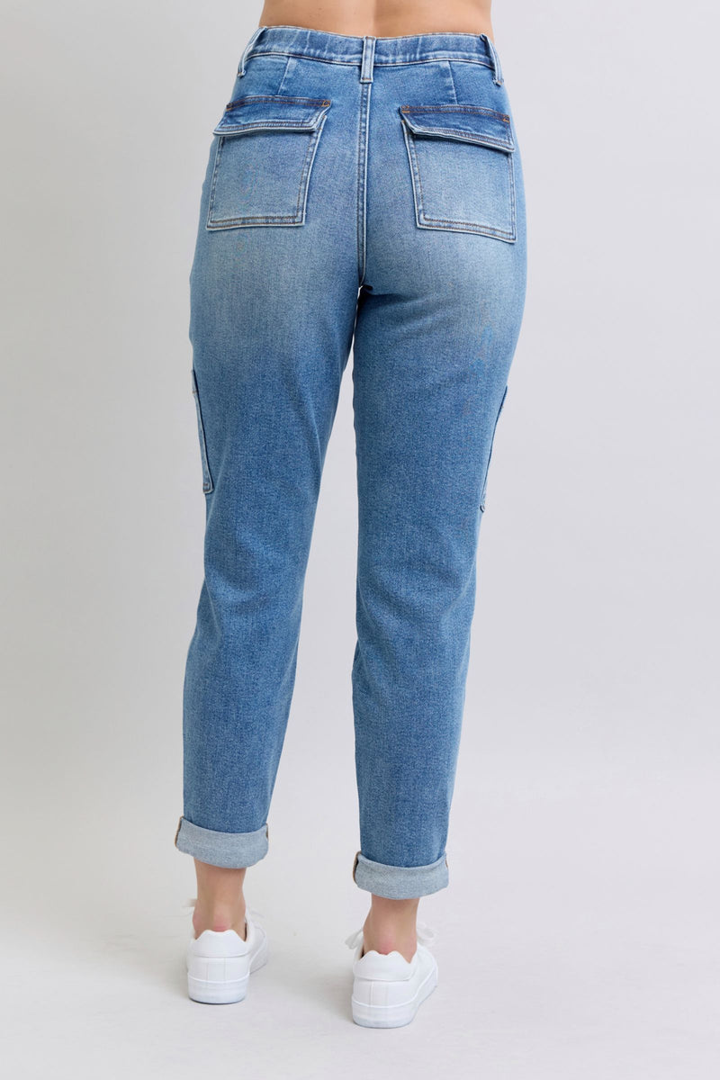 Judy Blue High Rise Cuffed Cargo Denim Jogger Womens Joggers