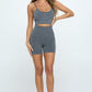 SEAMLESS SLEVELESS CROP TOP AND BIKER SHORTS SET Activewear Set   