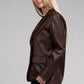 Sleek Pu Leather Blazer with Front Closure Blazer   