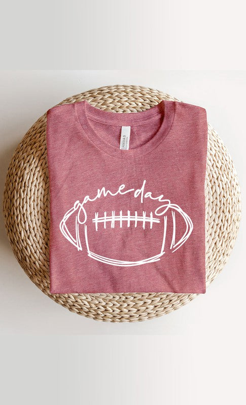 Cursive Football Game Day Graphic Tee Graffic Tee Heather Mauve S 