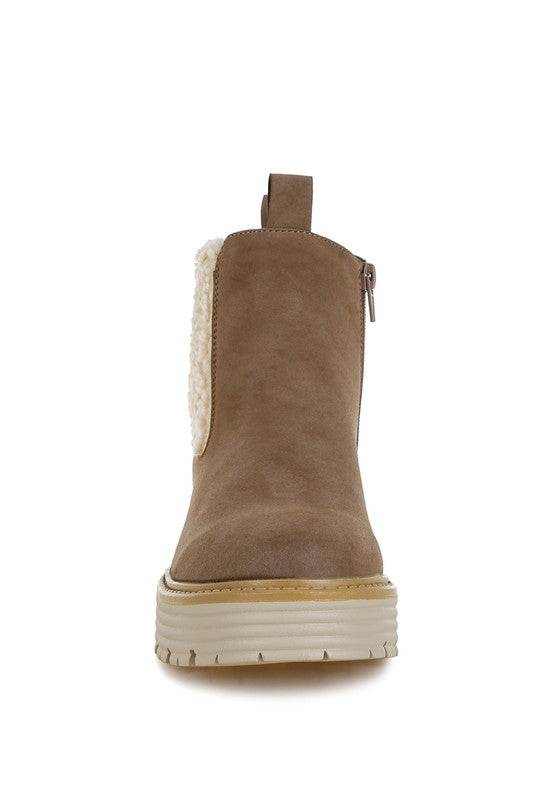 Mothman Faux Fur Detail Chunky Ankle Boots Faux Fur Detail Chunky Ankle Boots   