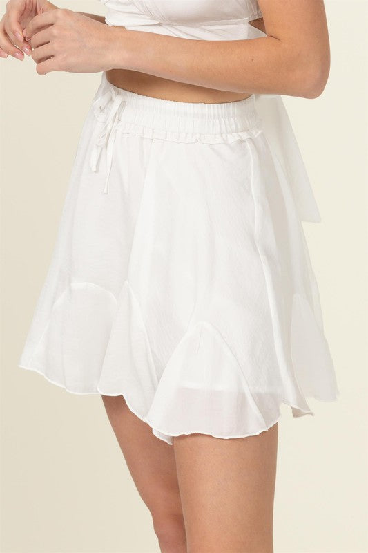 Not Your Girl Drawstring Ruffled Mini Skirt Mini Skirt   