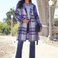 Double Take Plaid Button Up Lapel Collar Coat