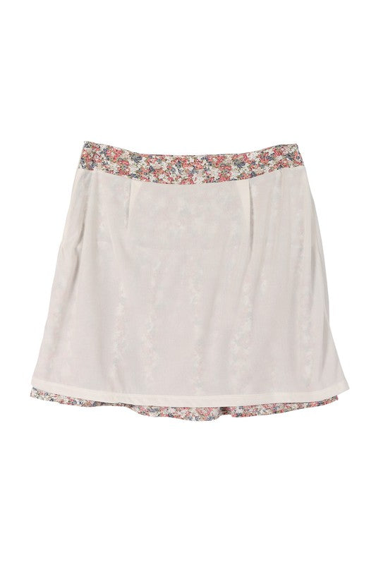 Shirred floral skirt Mini Skirt   