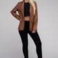 Sleek Pu Leather Blazer with Front Closure Blazer   