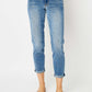 Judy Blue Cuffed Hem Slim Jeans Womens Cropped Jeans   