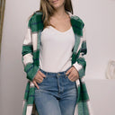 Double Take Plaid Button Up Lapel Collar Coat