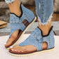 Studded Raw Hem Flat Sandals Womens Sandals   