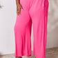 Double Take Full Size Smocked Wide Waistband Wide Leg Pants Womens Lounge Pants   