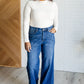 Eliza High Rise Control Top Retro Wide Leg Jeans Denim   