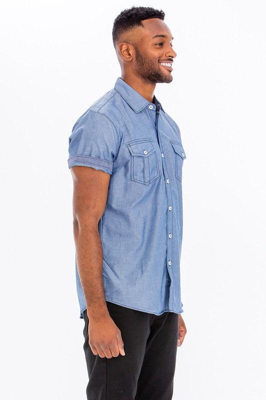 Men's Casual Short Sleeve Two Tone Shirts - Three Mad Hatters Mercantile 