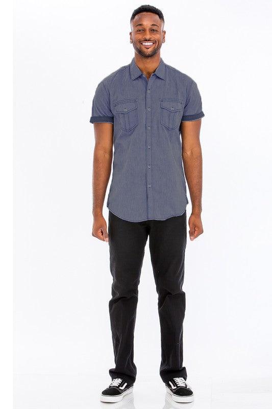 Men's Casual Short Sleeve Two Tone Shirts - Three Mad Hatters Mercantile 