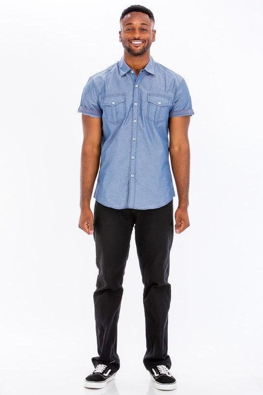 Men's Casual Short Sleeve Two Tone Shirts - Three Mad Hatters Mercantile 