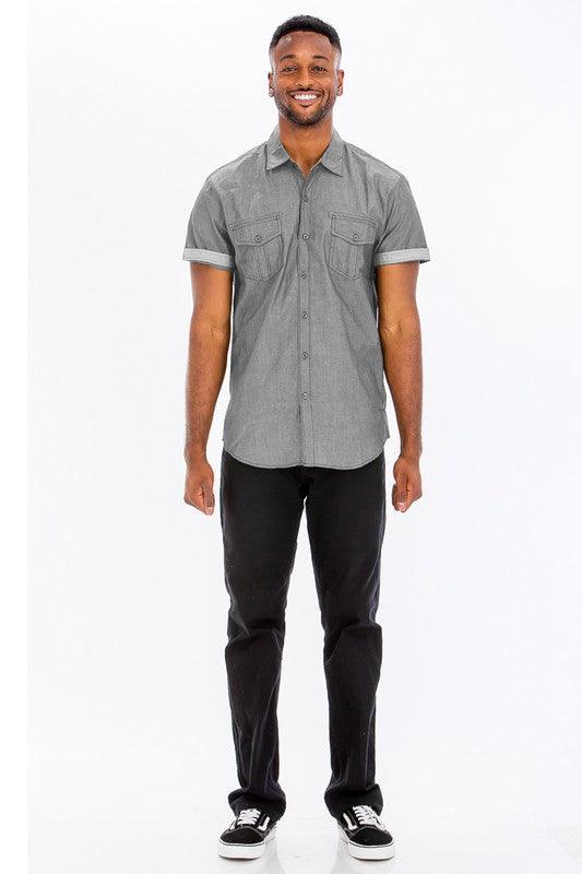 Men's Casual Short Sleeve Two Tone Shirts - Three Mad Hatters Mercantile 