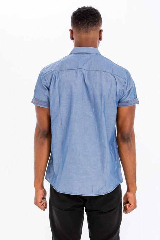 Men's Casual Short Sleeve Two Tone Shirts - Three Mad Hatters Mercantile 