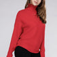 Viscose Dolman Sleeve Turtleneck Sweater Long Sleeve Blouse   