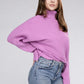 Viscose Dolman Sleeve Turtleneck Sweater Long Sleeve Blouse   