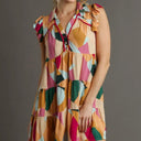 Umgee Button Detail Ruffle Sleeve Mini Dress Plus Size