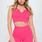 2 piece Seamless Ribbed Tank Top  Biker Shorts Set Activewear Set Fuchsia S 