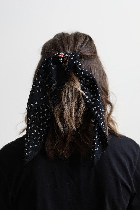 Dot and Floral Border Bandana Scarf - Three Mad Hatters Mercantile 