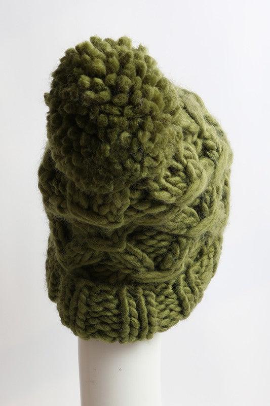 Cozy Cloud Chunky Knit Pom Beanie - Three Mad Hatters Mercantile 