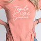 Tequila Lime and Sunshine Party Time Graphic Tee  Heather Sunset S 