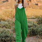 Double Take Full Size Sleeveless V-Neck Pocketed Jumpsuit Womens Overalls Green S 