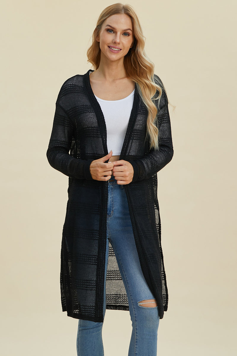 Double Take Open Front Longline Cardigan