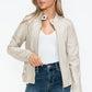 Snobbish PU Leather Biker Jacket with Side Zip Pockets Womens Jacket