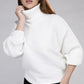 Viscose Dolman Sleeve Turtleneck Sweater Long Sleeve Blouse OFF WHITE S 