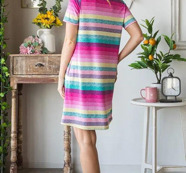 Heimish Striped Short Sleeve Mini Tee Dress Plus Size