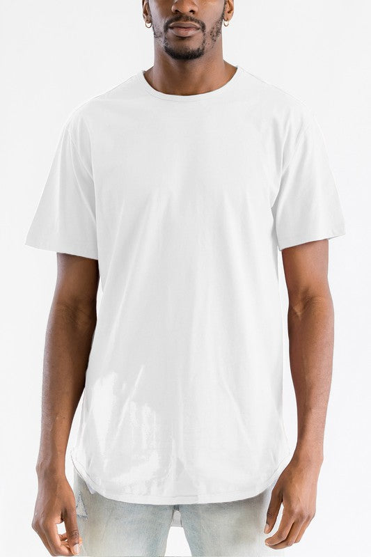 Extended Scallop Round Neck Tshirt Mens T-shirt WHITE S 