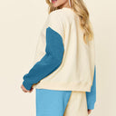 Double Take Contrast Drop Shoulder Top and Shorts Set