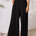 Double Take Full Size Smocked Wide Waistband Wide Leg Pants