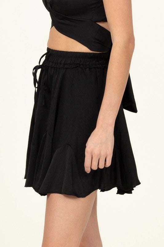 Not Your Girl Drawstring Ruffled Mini Skirt Mini Skirt   