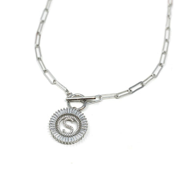 Paperclip Chain Radiant Initial Necklace PREORDER - Wholesale The Sis Kiss 