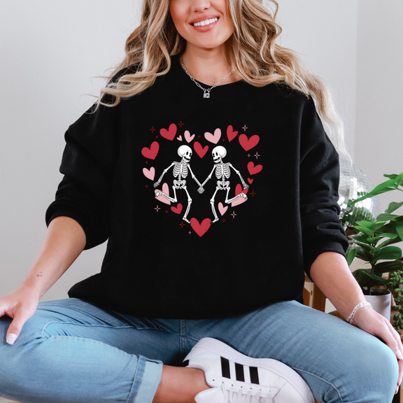 Skeleton Heart Graphic Sweatshirt Womens