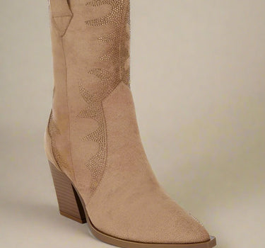 Rambler Rhinestones Embellished Calf Boots