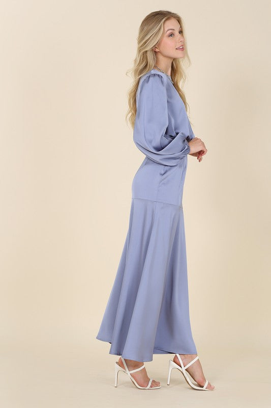 Dressed up satin two-piece mermaid dress set Maxi Dress   