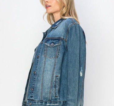 RISEN Distressed Button Up Jacket