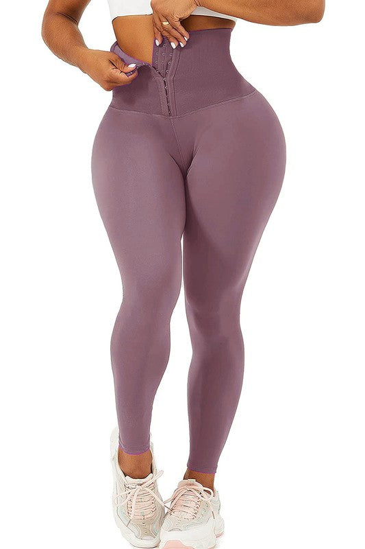 Corset Waist Buttery Soft leggings Body Shaper Leggings Mauve S 