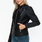 Snobbish Faux Leather Zip Up Mock Neck Jacket Womens Jacket