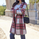 Double Take Plaid Button Up Lapel Collar Coat