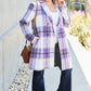 Double Take Plaid Button Up Lapel Collar Coat