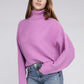 Viscose Dolman Sleeve Turtleneck Sweater Long Sleeve Blouse   